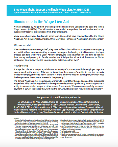 IL Wage Lien Act Fact Sheet