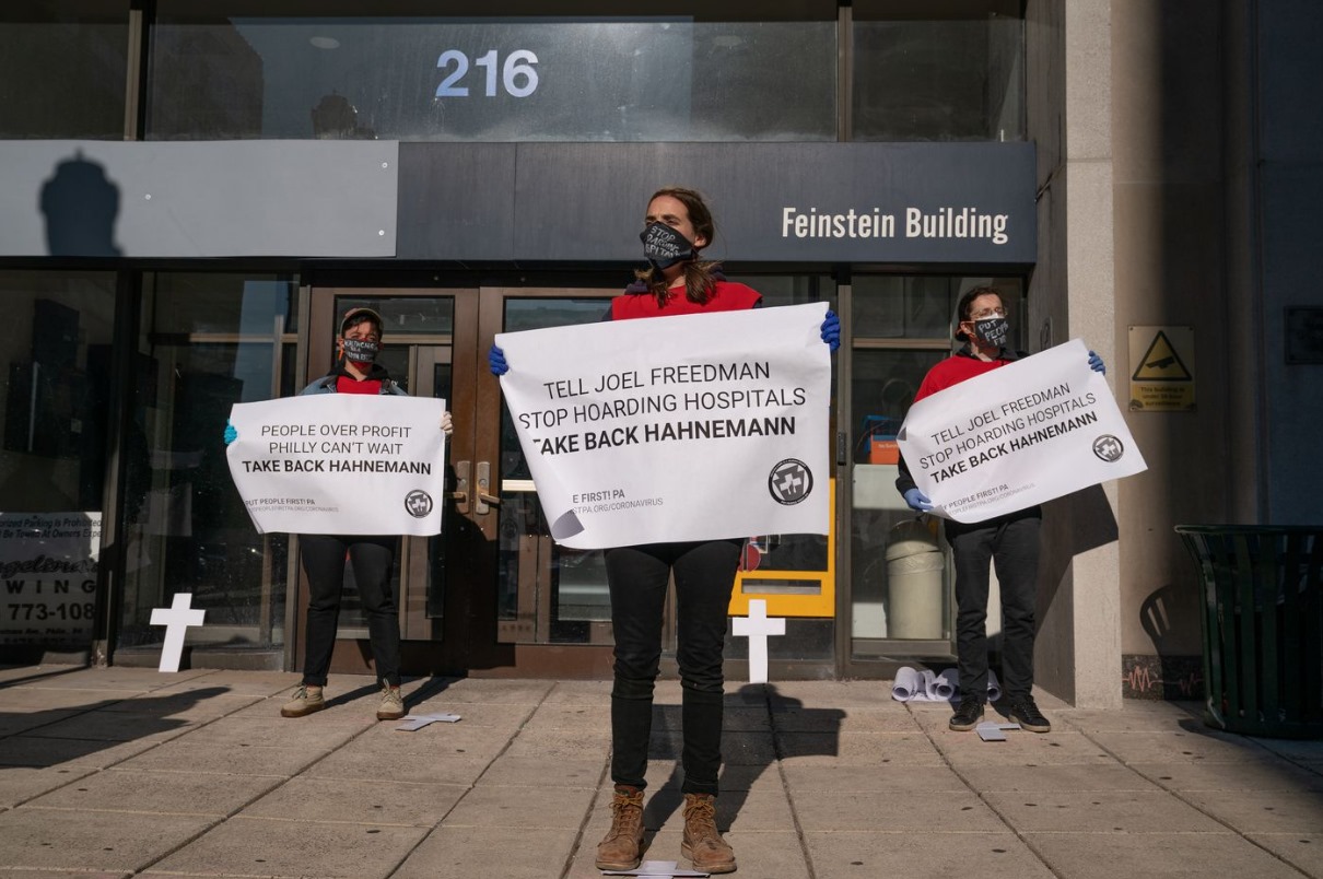 PPF-PA members hold a rally calling for the reopening of Hahnemann Hospitial